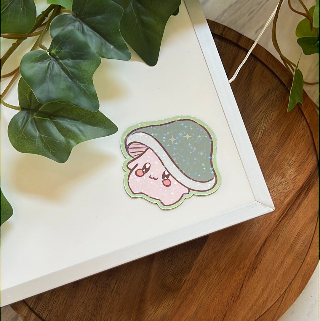 Maple Story Green Mush Holographic Glitter Sticker