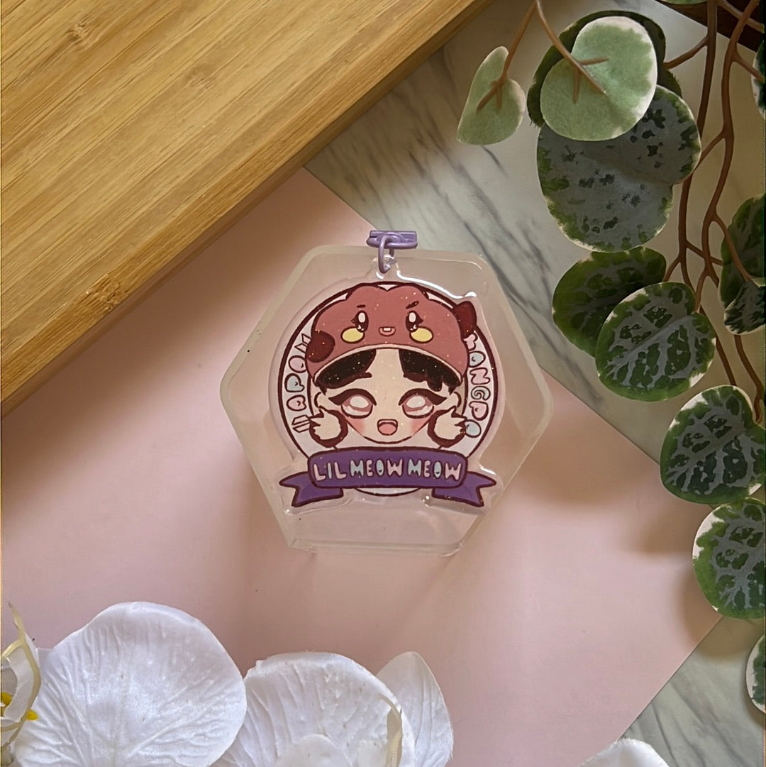 BTS Apo Bangpo Lil Meow Meow Double-Sided Glitter Keychain