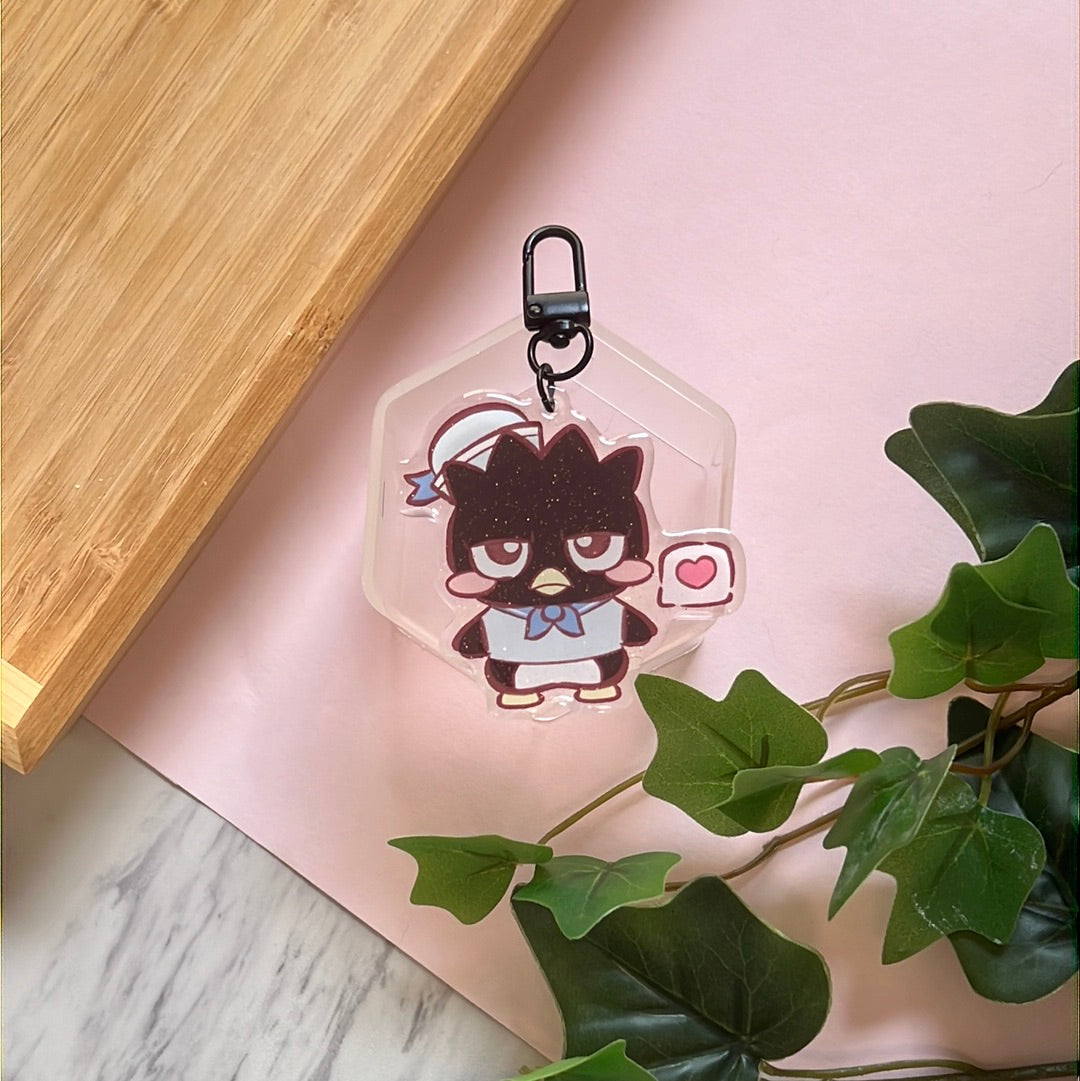 I Love You Bad Batz San Friends Double-Sided Glitter Keychain