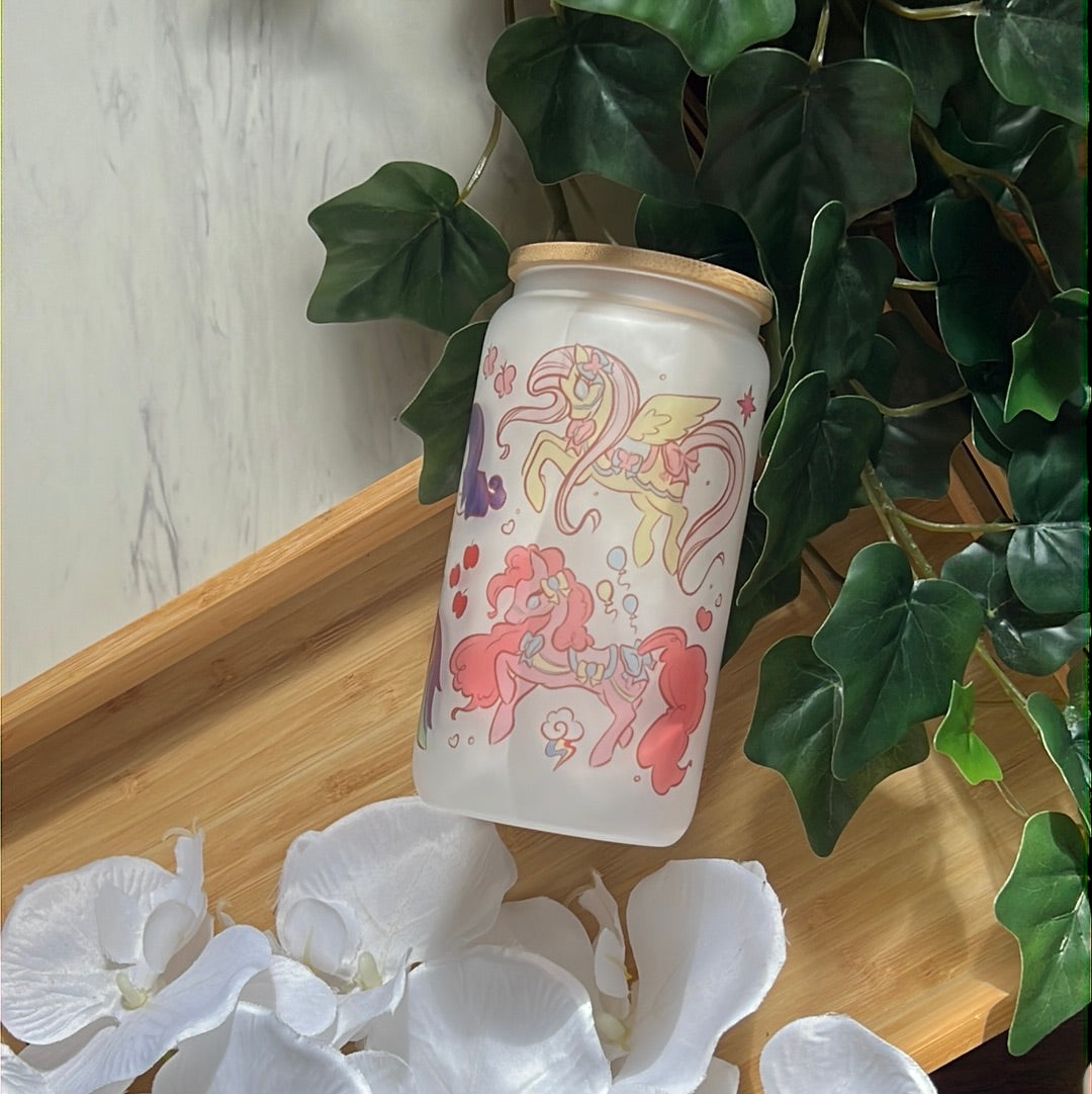 My Little Pony Carousel Friends 16oz Frosted Glass Tumbler with Glass Straw