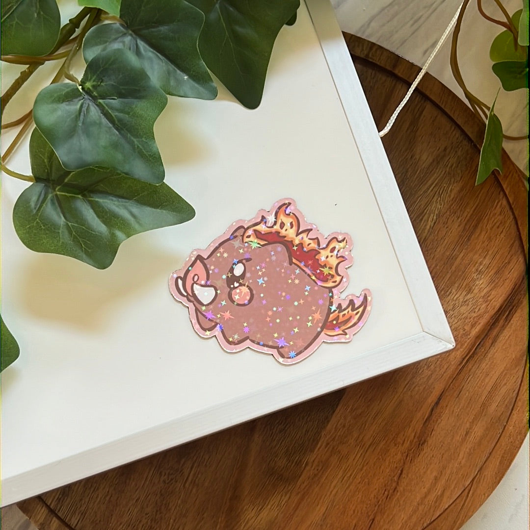 Maple Story Fire Boar Holographic Glitter Sticker