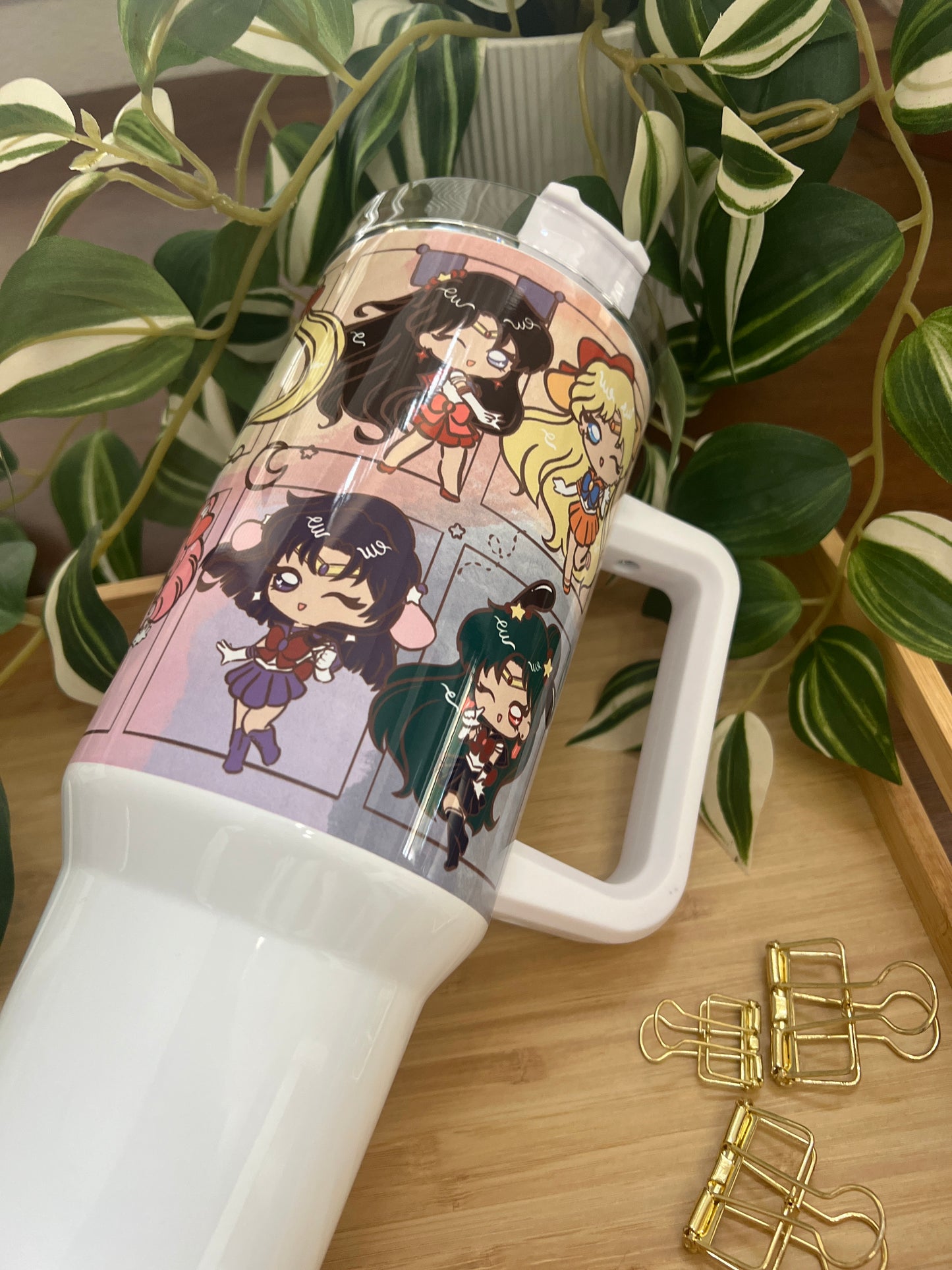 Pretty Guardian 40oz Stainless Steel Tumbler with Handle & Straw