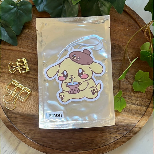 Pompomrin Boba Buddy Lemon Scented Car Air Freshener