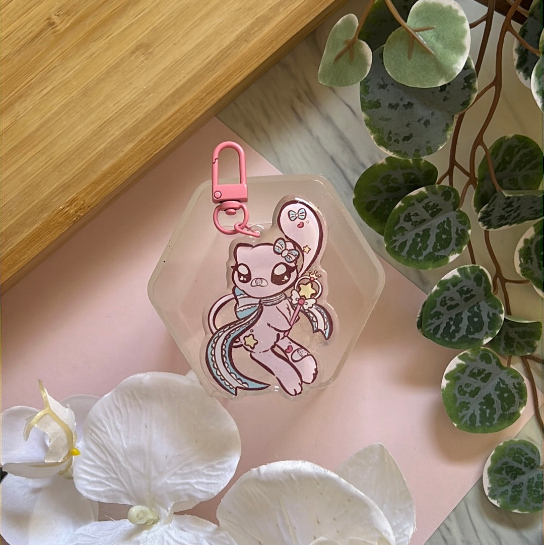 Pika Friends Magical Girl Mew Double-Sided Glitter Keychain