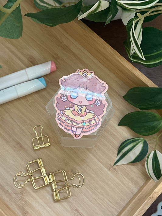 Princess Daisy Holographic Glitter Sticker