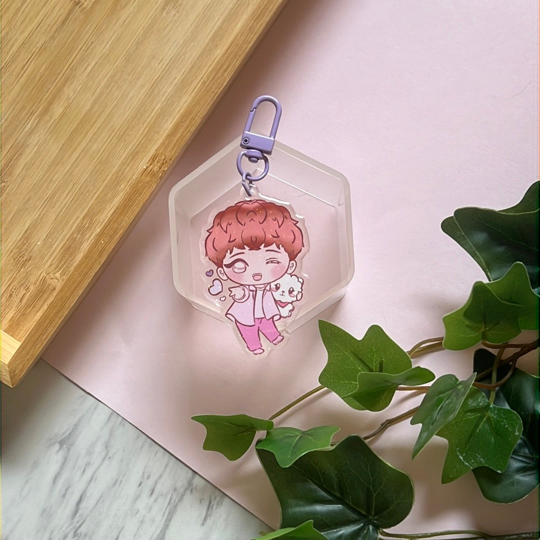 BTS Dynamite Seokjin Double-Sided Glitter Keychain