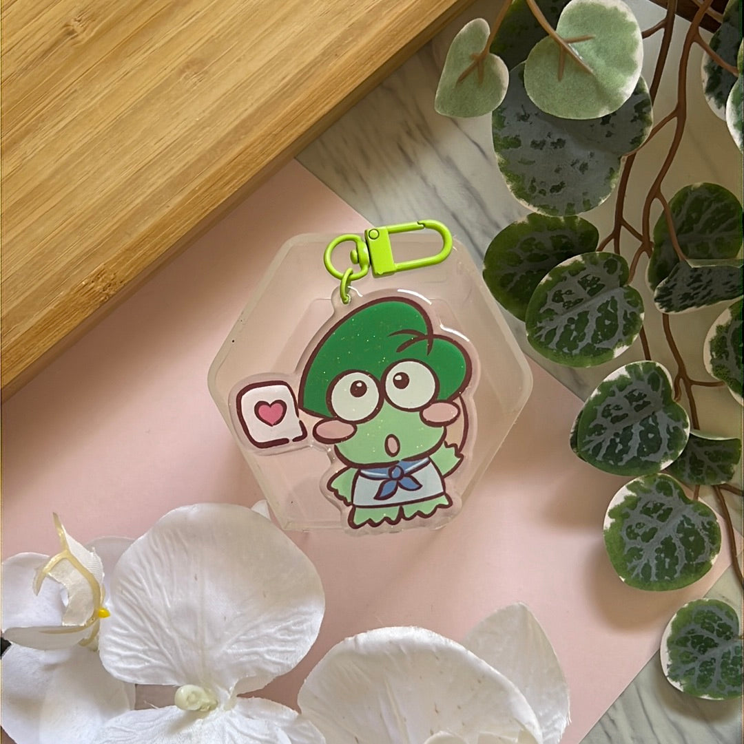 I Love You Kero Kero San Friends Double-Sided Glitter Keychain