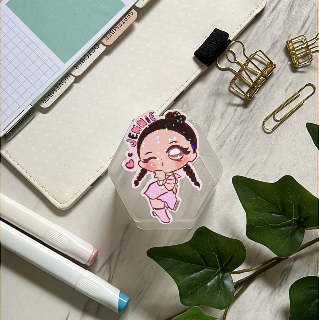 BlackPink Jennie Holographic Glitter Sticker