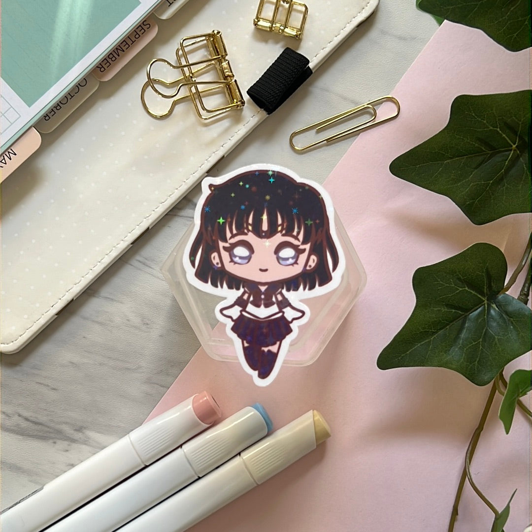 Pretty Saturn Guardian Holographic Glitter Sticker