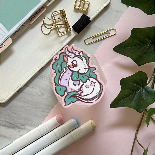 River Dragon Plush Holographic Glitter Sticker