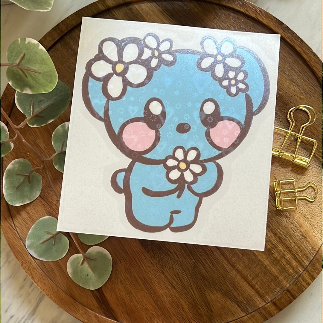 BT21 Flower Power Koya Holographic Heart Decal