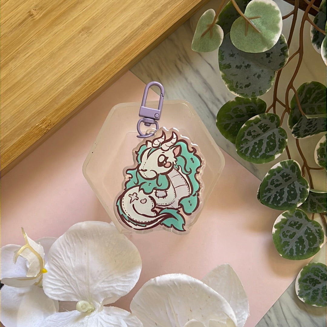 Studio Friends River Spirit Dragon Haku Double-Sided Glitter Keychain