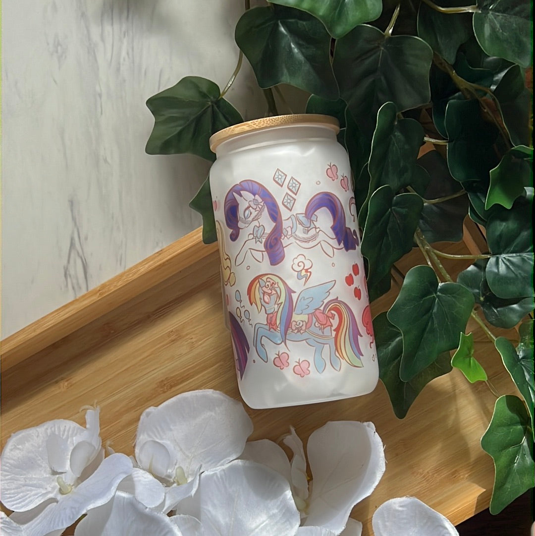 My Little Pony Carousel Friends 16oz Frosted Glass Tumbler with Glass Straw