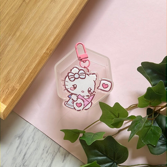 I Love You Kitty San Friends Double-Sided Glitter Keychain