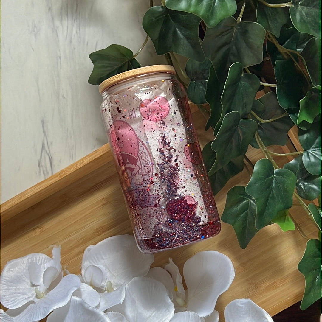 Tae-Tae Kim Taehyung - BTS Snow Globe Glass Tumbler with Glass Straw