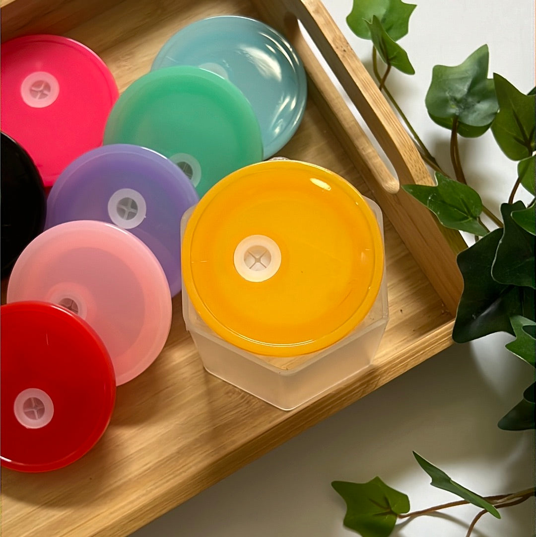 Colored Acrylic Lids for 16oz Glass Cans