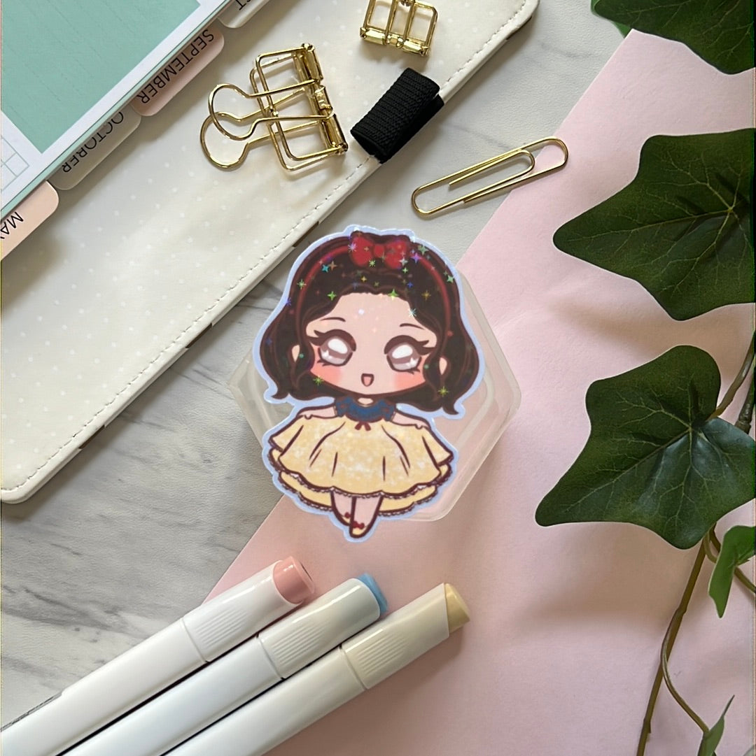 White as Snow Princess Holographic Glitter Sticker