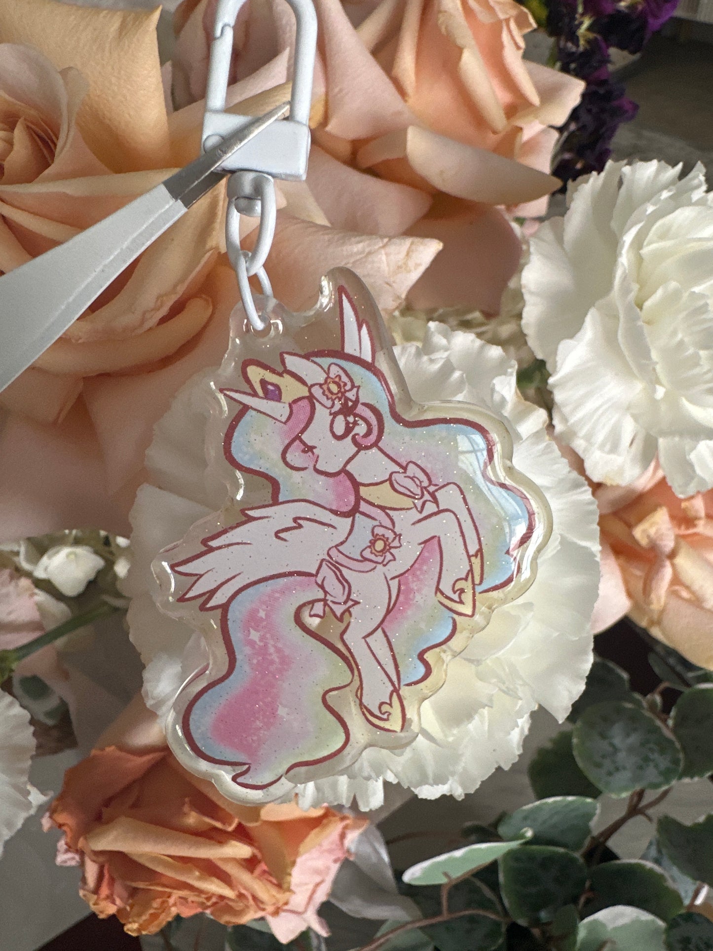Pony Friends Double-Sided Glitter Keychain