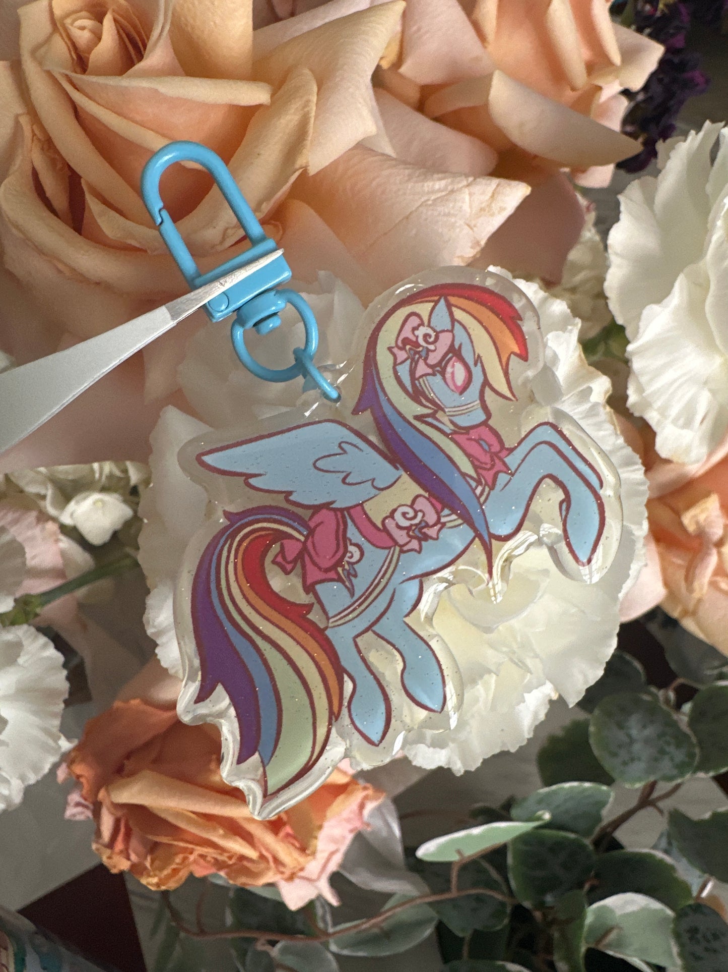 Pony Friends Double-Sided Glitter Keychain