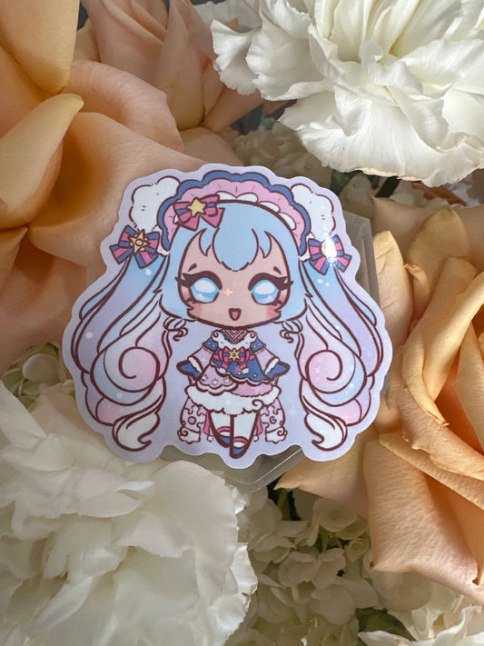 Vocaloid Pop Star Winter Miku Holographic Glitter Sticker