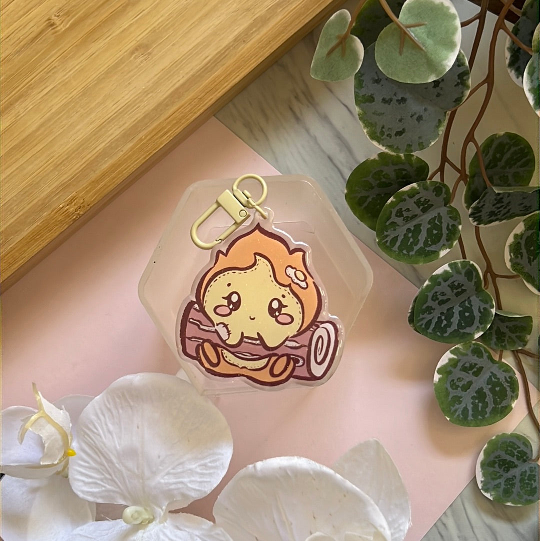 Studio Friends Fire Demon Calcifer Double-Sided Glitter Keychain