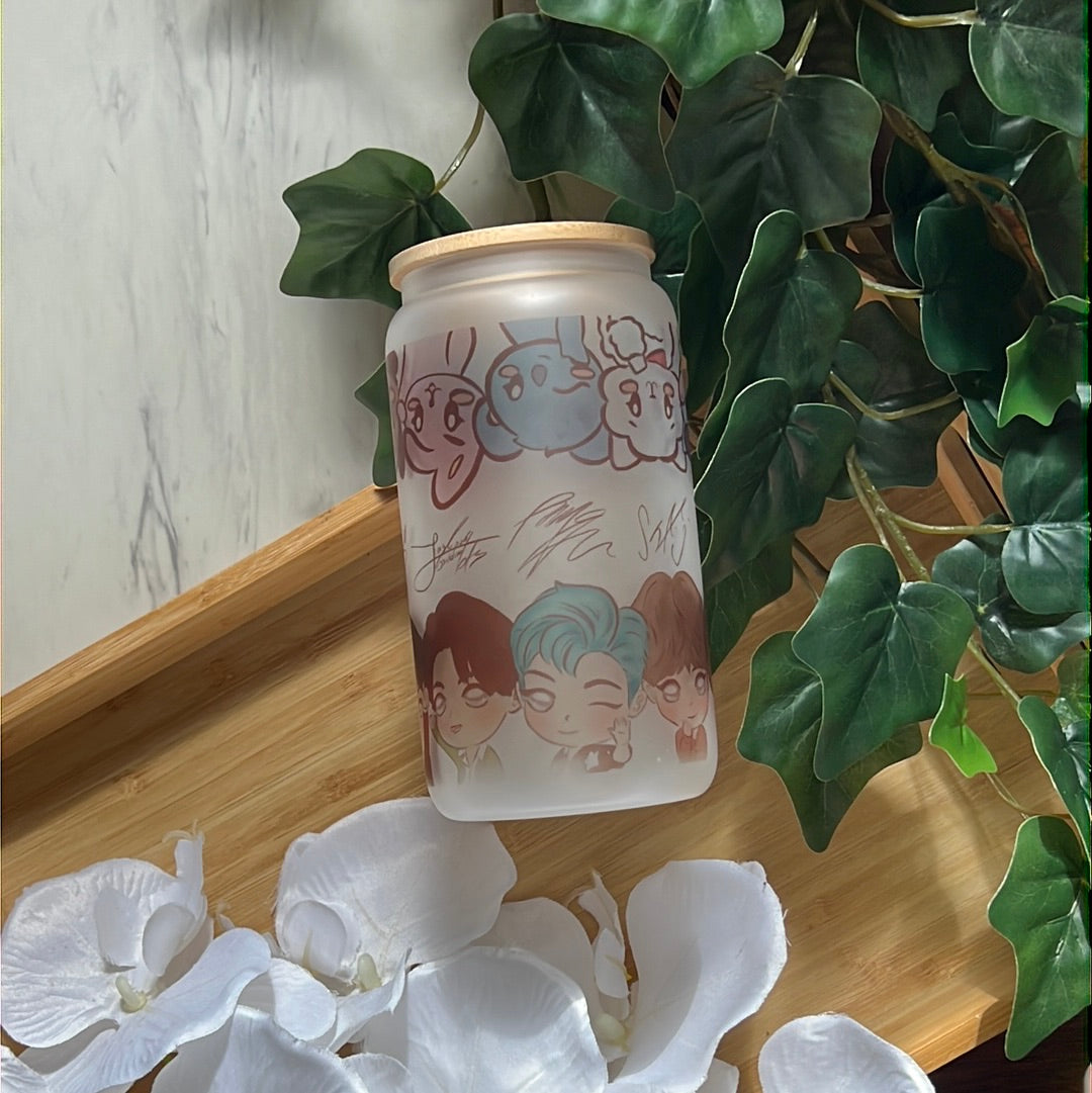 BTS Tannies Signatures 16oz Frosted Glass Tumbler with Glass Straw