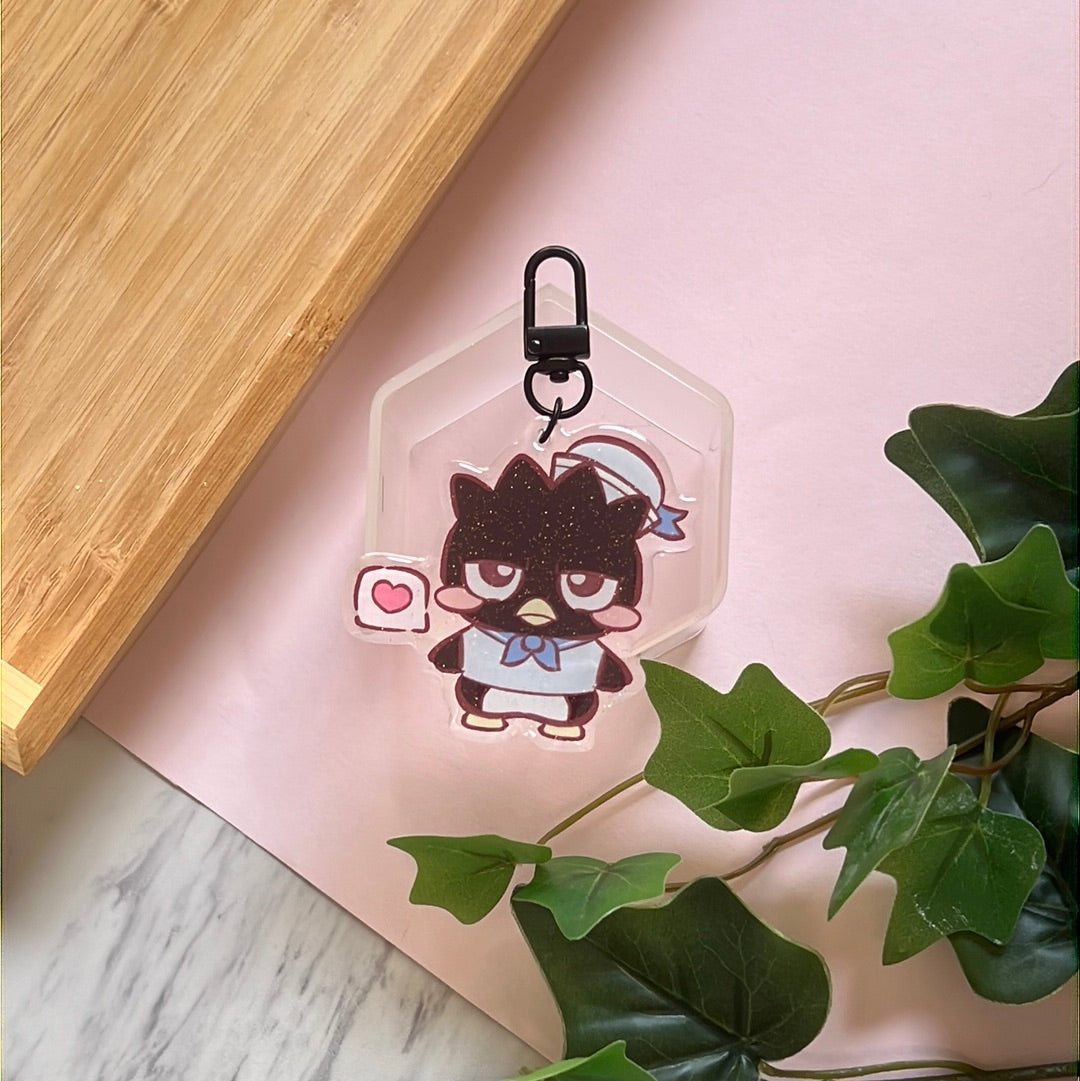 I Love You Bad Batz San Friends Double-Sided Glitter Keychain