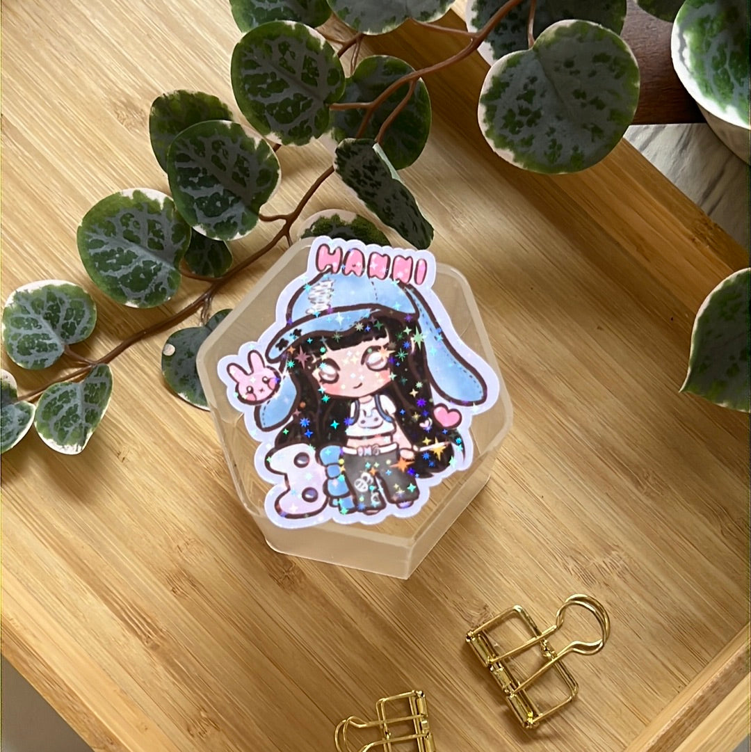 New Jeans Hanni Holographic Glitter Sticker
