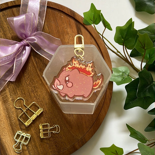 Fire Boar Double-Sided Glitter Keychain