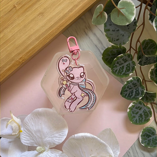 Pika Friends Magical Girl Mew Double-Sided Glitter Keychain
