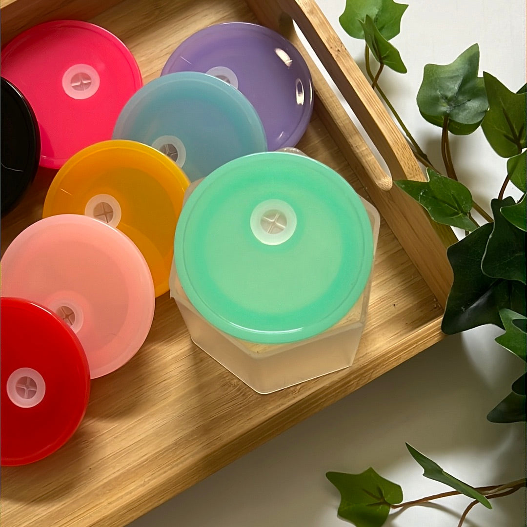 Colored Acrylic Lids for 16oz Glass Cans