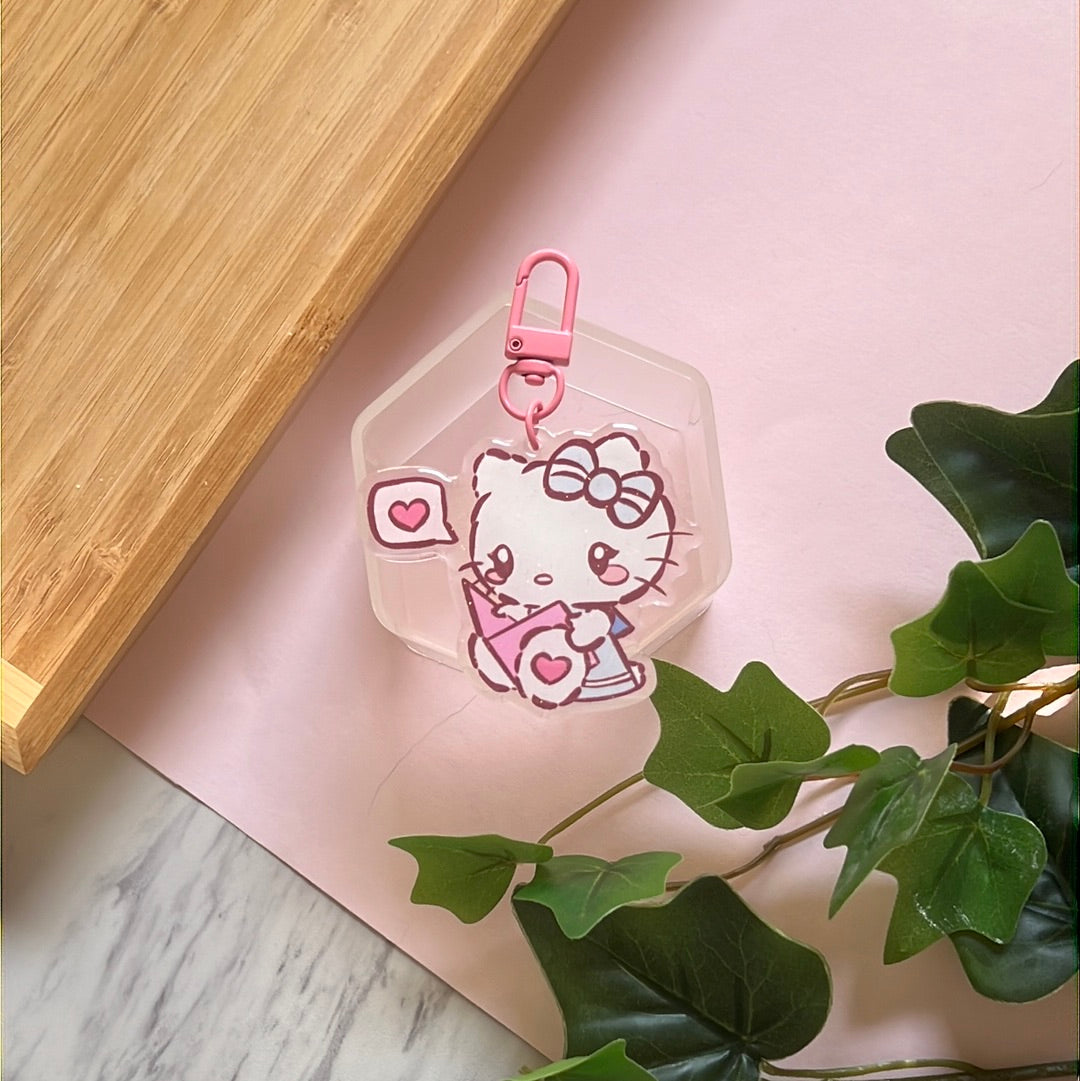 I Love You Kitty San Friends Double-Sided Glitter Keychain