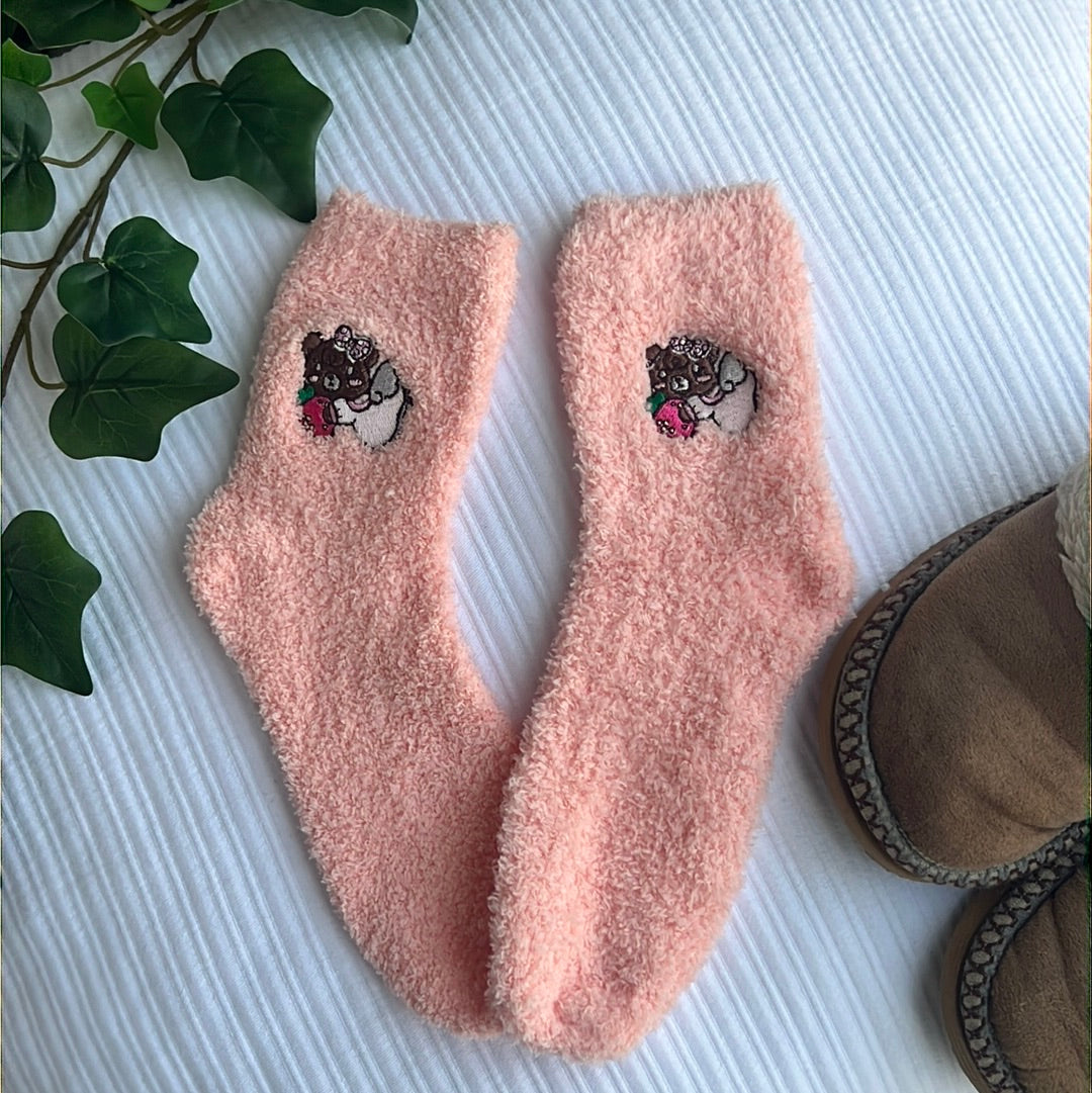 Strawberry Angel Latte Fuzzy Sock