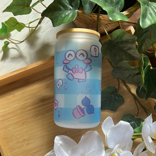 Rainy Days Kero Kero 16oz Frosted Glass Tumbler with Glass Straw