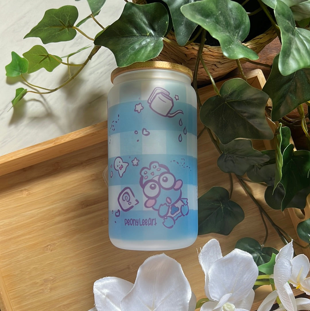 Rainy Days Kero Kero 16oz Frosted Glass Tumbler with Glass Straw