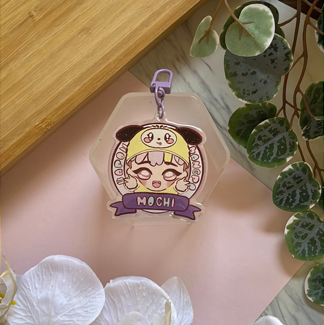 BTS Apo Bangpo Mochi Double-Sided Glitter Keychain