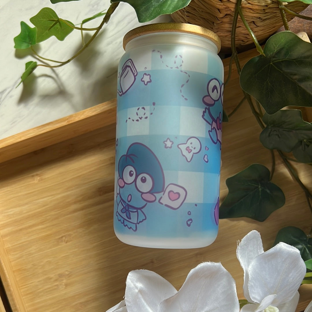 Rainy Days Kero Kero 16oz Frosted Glass Tumbler with Glass Straw