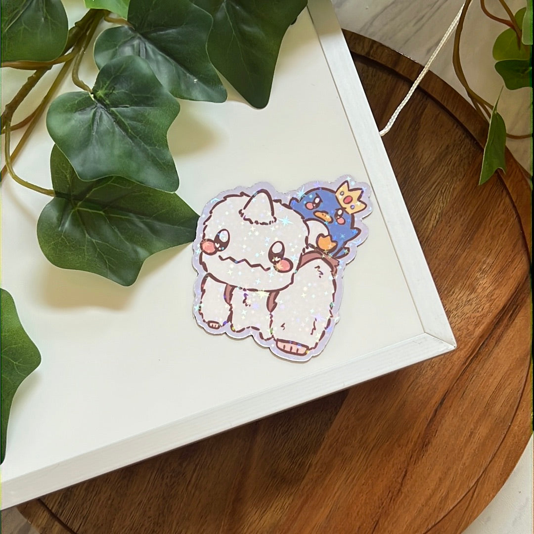 Maple Story Yeti & King Pepe Holographic Glitter Sticker