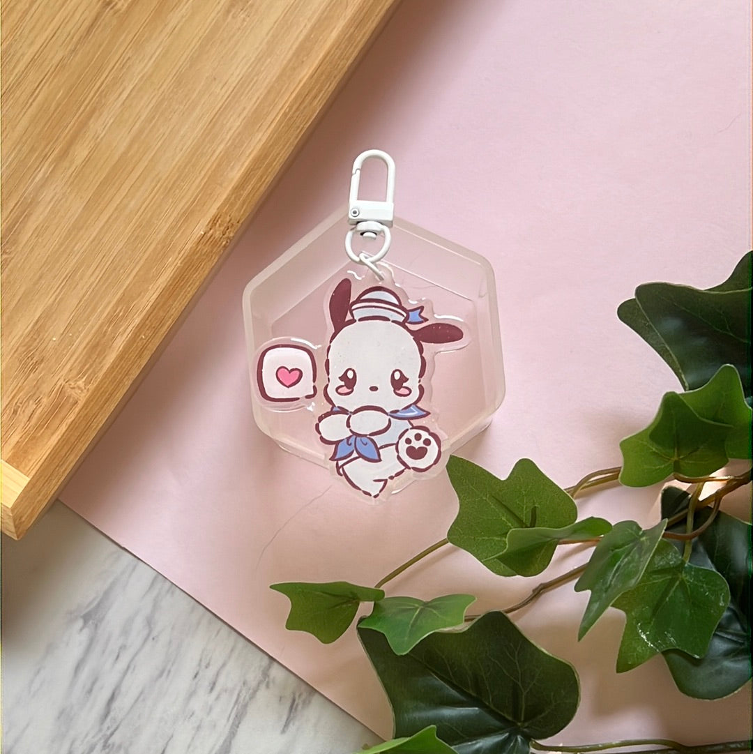 I Love You Pocha Cco San Friends Double-Sided Glitter Keychain