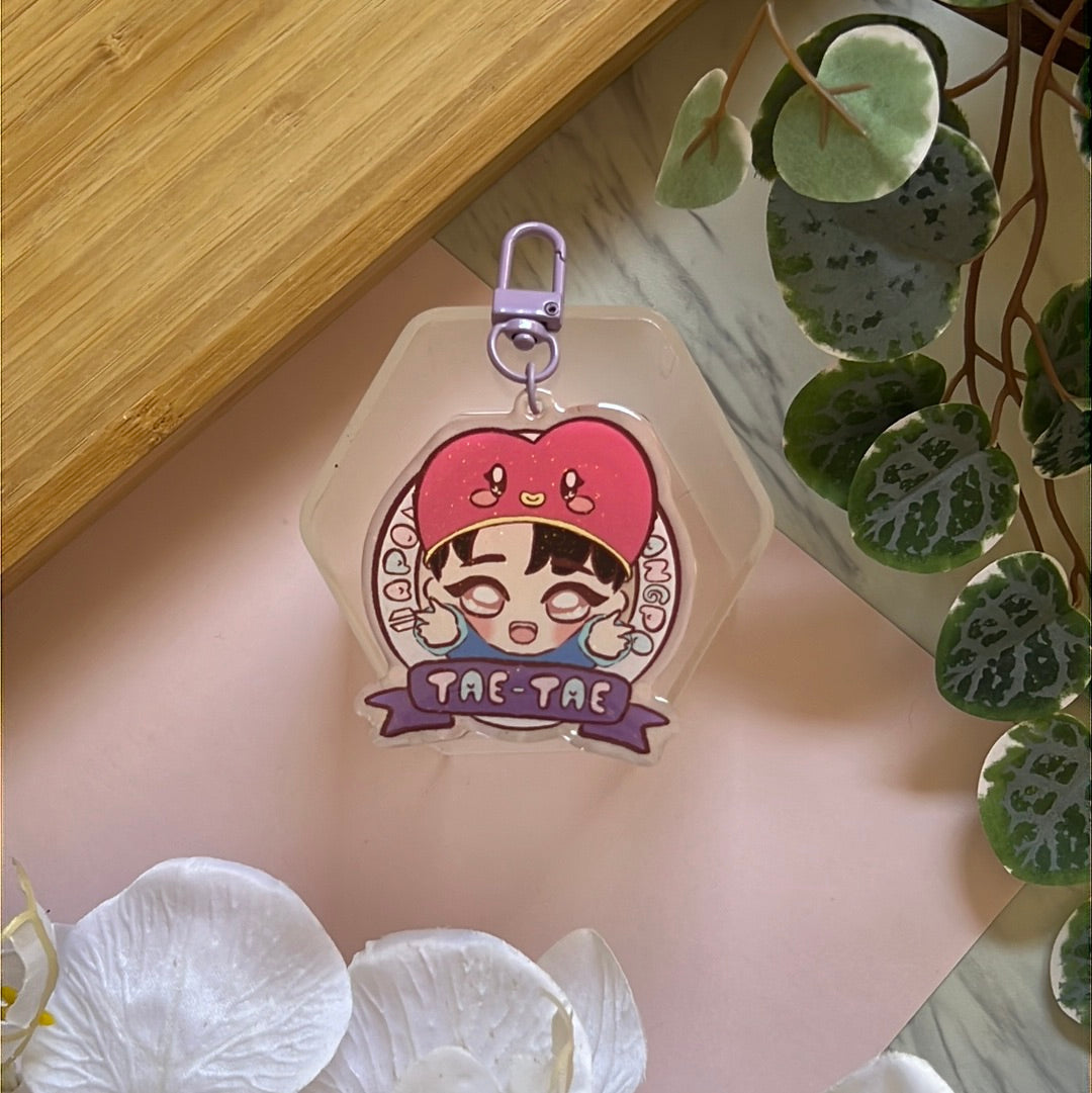BTS Apo Bangpo Tae-Tae Double-Sided Glitter Keychain