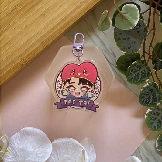 BTS Apo Bangpo Tae-Tae Double-Sided Glitter Keychain