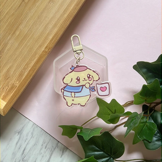 I Love You Pom Pom Rin San Friends Double-Sided Glitter Keychain