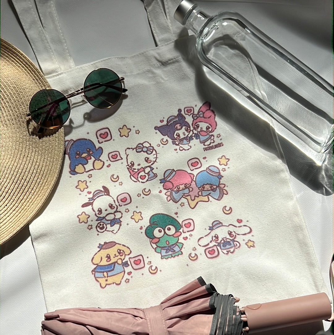 I Love You Sailor San Friends White Canvas Tote Bag