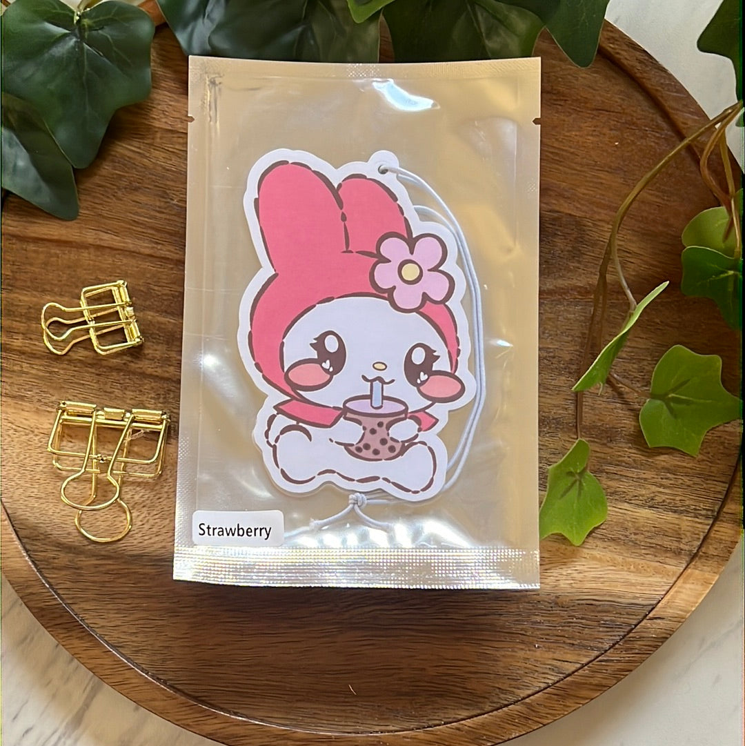 Melo Bunny Boba Buddy Strawberry Scented Car Air Freshener
