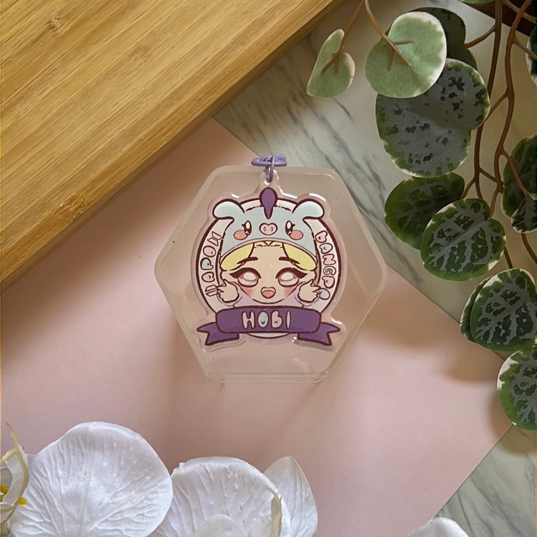 BTS Apo Bangpo Hobi Double-Sided Glitter Keychain