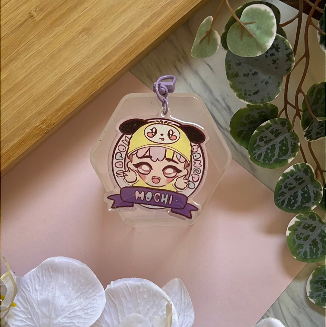 BTS Apo Bangpo Mochi Double-Sided Glitter Keychain