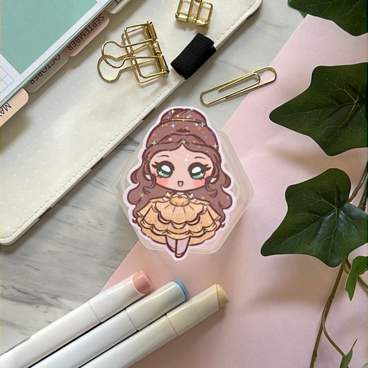 Be Our Guest Princess Holographic Glitter Sticker