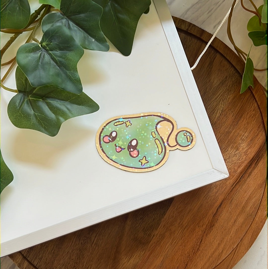 Maple Story Green Slime Holographic Glitter Sticker