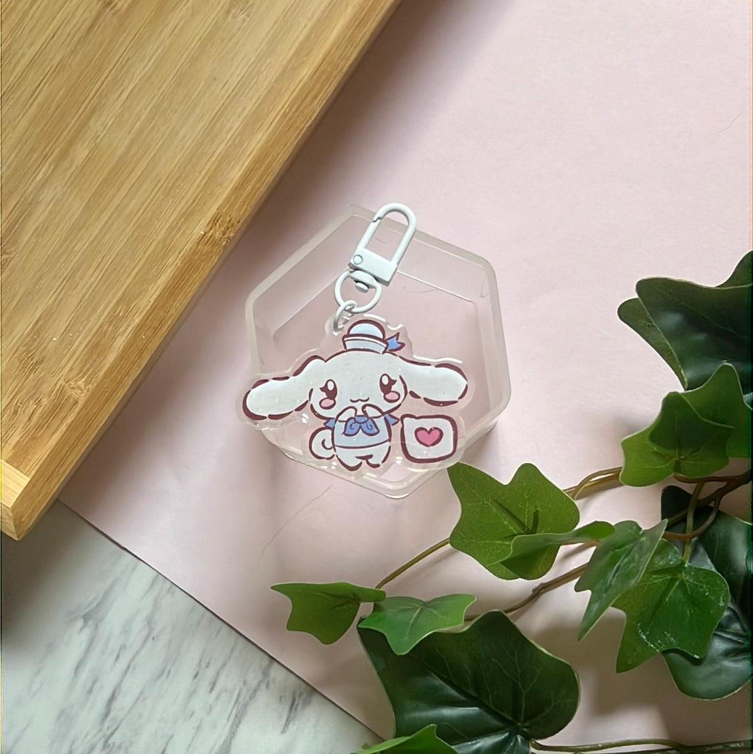 I Love You Cinna Roll San Friends Double-Sided Glitter Keychain