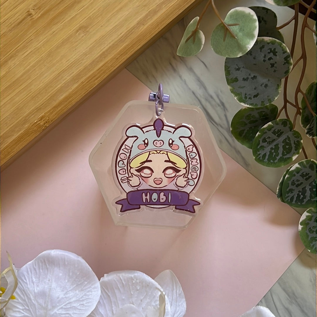 BTS Apo Bangpo Hobi Double-Sided Glitter Keychain